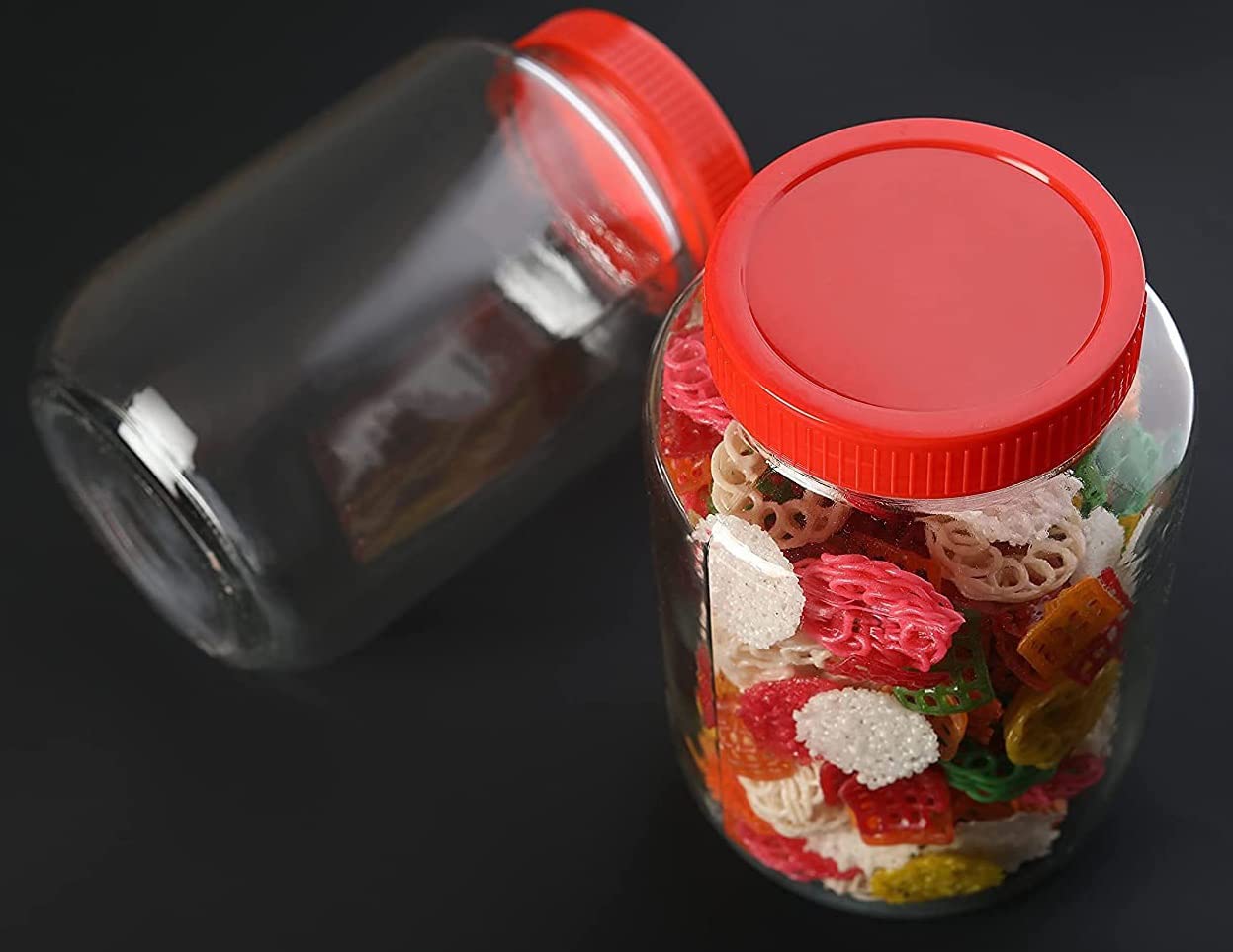 Brezzycloud Piraml Glass Round Shape Transparent Glass Jars & Containers For Kitchen Pantry, Snacks, Dry Fruits, Coffee Beans St